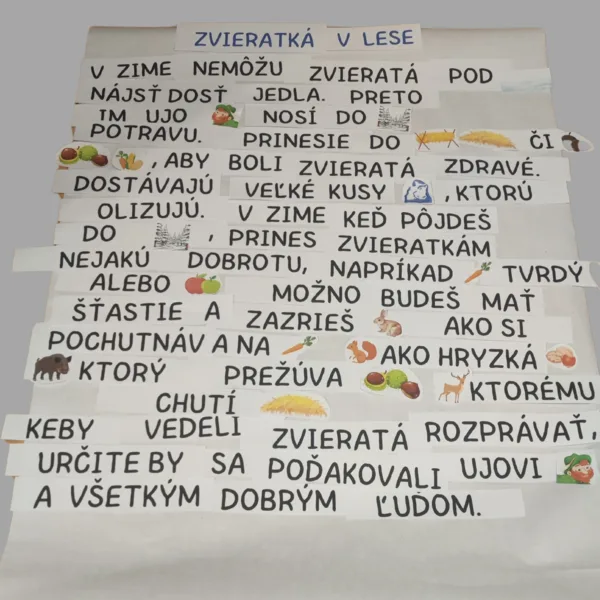 Lesné zvieratá v zime - maľované čítanie