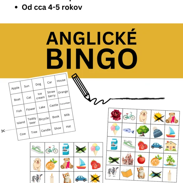 Anglické BINGO - základné slovíčka