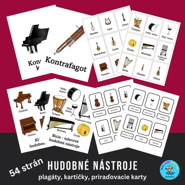 Hudobné Nástroje - plagáty, karty