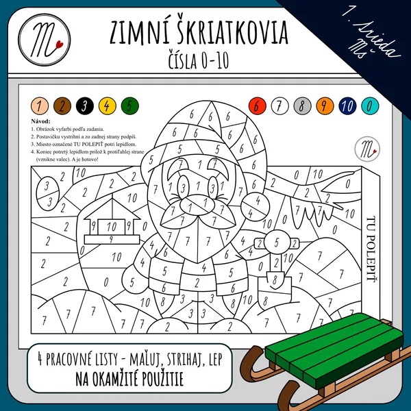 Zimní škriatkovia - maľuj, lep, strihaj