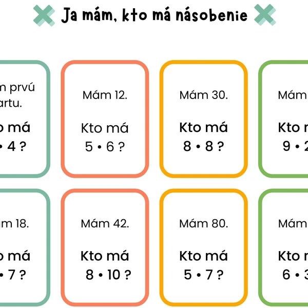 Hra ja mám, kto má násobilka