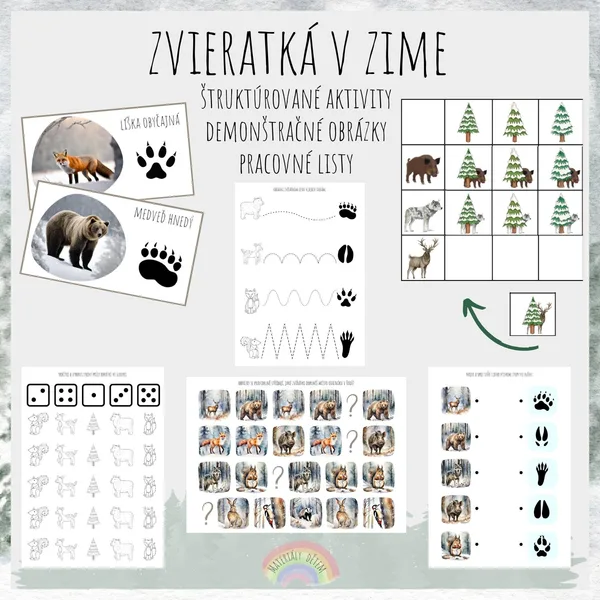 Zvieratká v zime, súbor aktivít