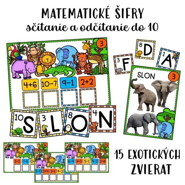 MATEMATICKÉ ŠIFRY - sčítanie, odčítanie do 10