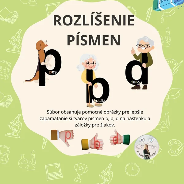 Rozlíšenie písmen p, b, d