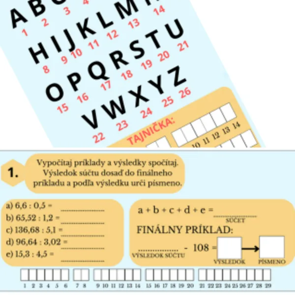 Tajnička 5 príkladov - delenie desatinných čísel