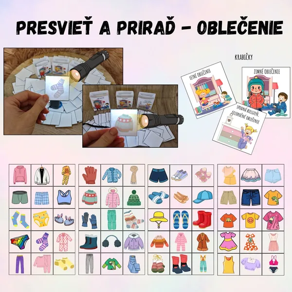 Presvieť baterkou a priraď - oblečenie