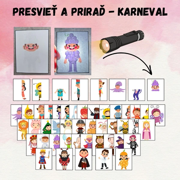 presvieť baterkou a priraď - KARNEVAL, Fašiangy