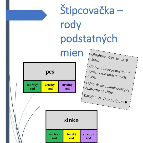 rody podstatných mien - štipcovačka