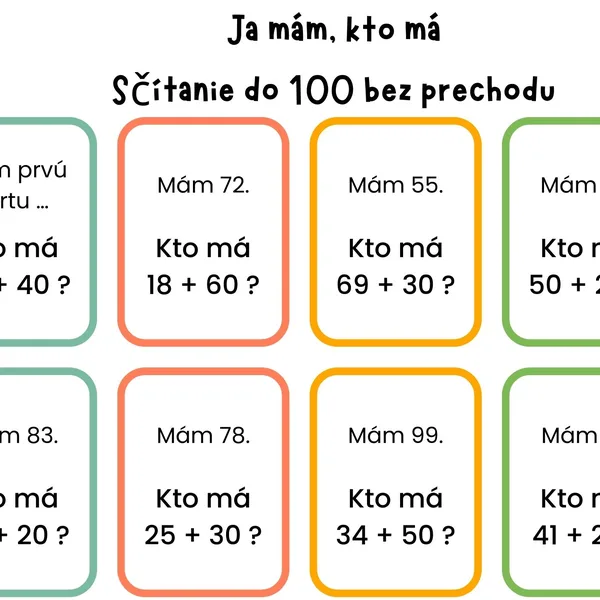 Ja mám kto má, sčítanie bez prechodu do 100 