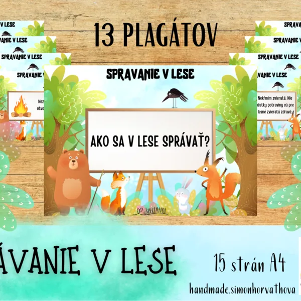 Správanie v lese, Les, Ako sa správať, Pobyt v prírode, Plagáty