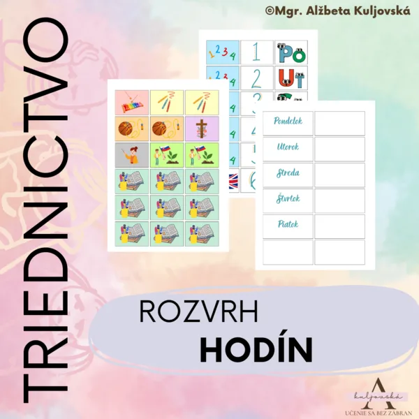 Obrázkový rozvrh hodín pre 1.ročník ZŠ