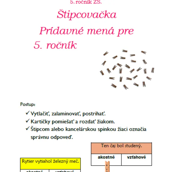 Prídavné mená pre 5. ročník