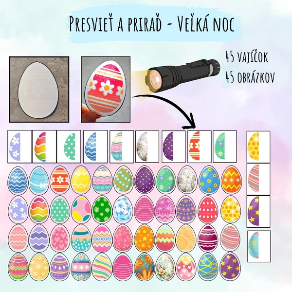 Presvieť a priraď - Veľká noc - presvieť baterkou