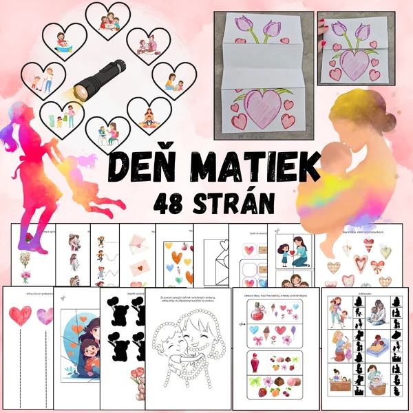 Deň matiek - priania pre mamičku, lektvary lásky, presvetľovacie obrázky, pracovné listy, skladačky, grafomotorika, dokresľovanie, štipcovanie