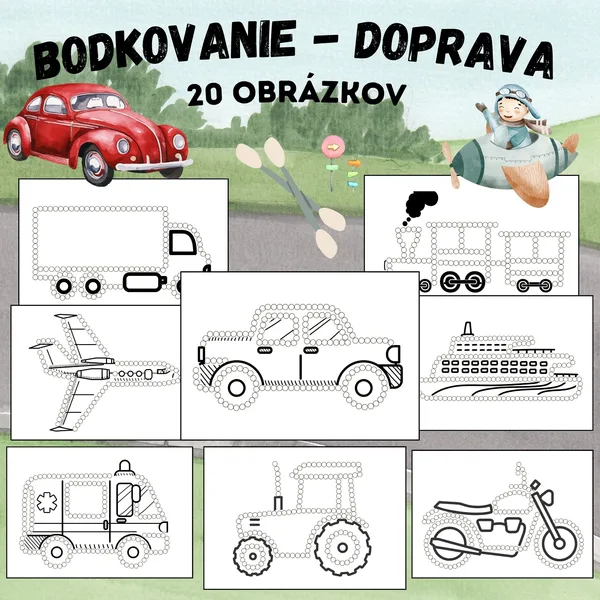 Doprava - bodkovanie vatovými tyčinkami