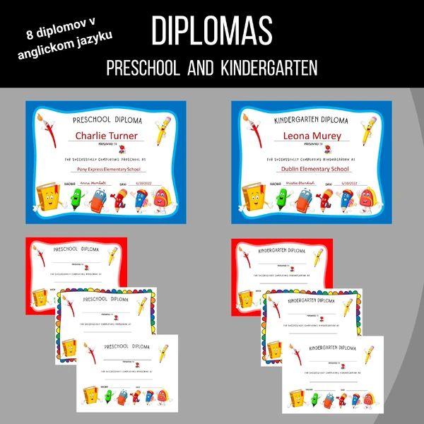Diplomy v anglickom jazyku pre MŠ