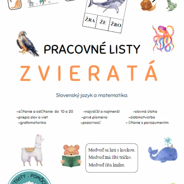 ZVIERATKÁ- pracovné listy SJL+MAT