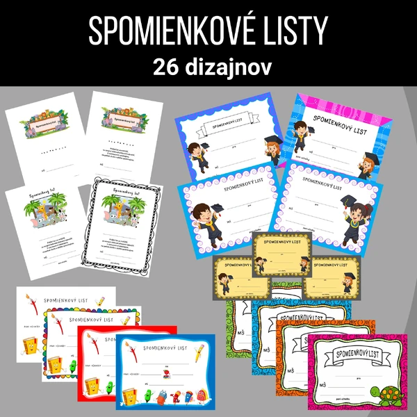Spomienkové listy pre MŠ