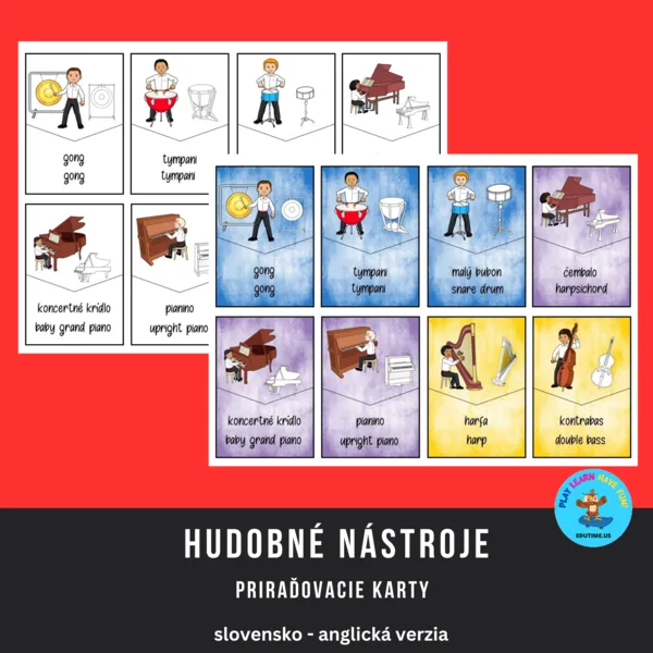 Hudobné nástroje - priraďovacie karty, SK-AJ verzia
