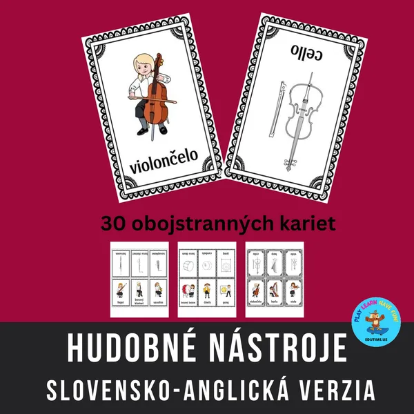 Hudobné nástroje - obojstranné karty Sk-Aj verzia