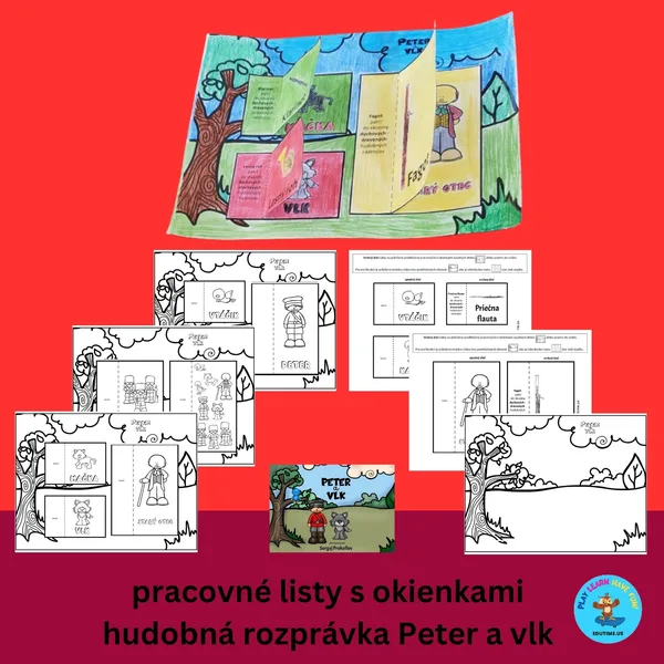 Peter a vlk - pracovné listy s okienkami