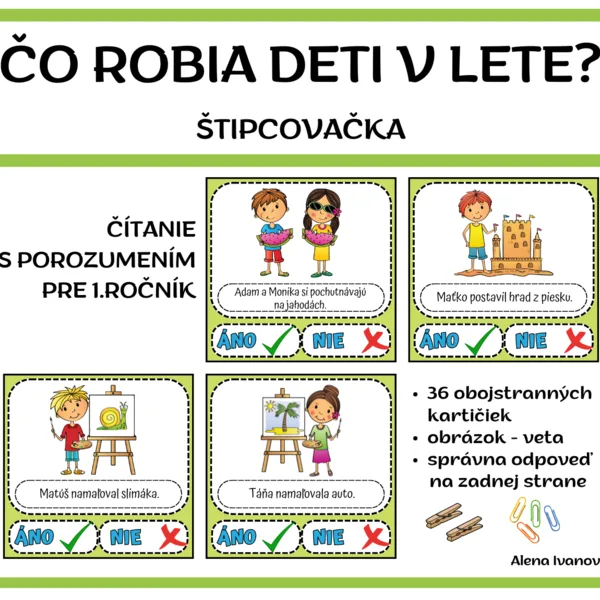 ČO ROBIA DETI V LETE - čítanie s porozumením
