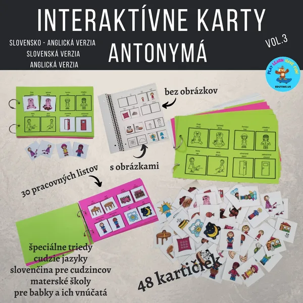 Antonymá - interaktívne karty