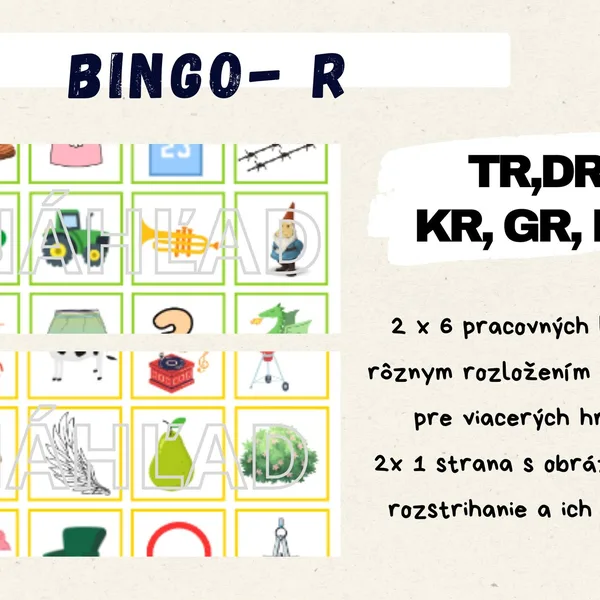 Logopedické bingo 1. - hláska R