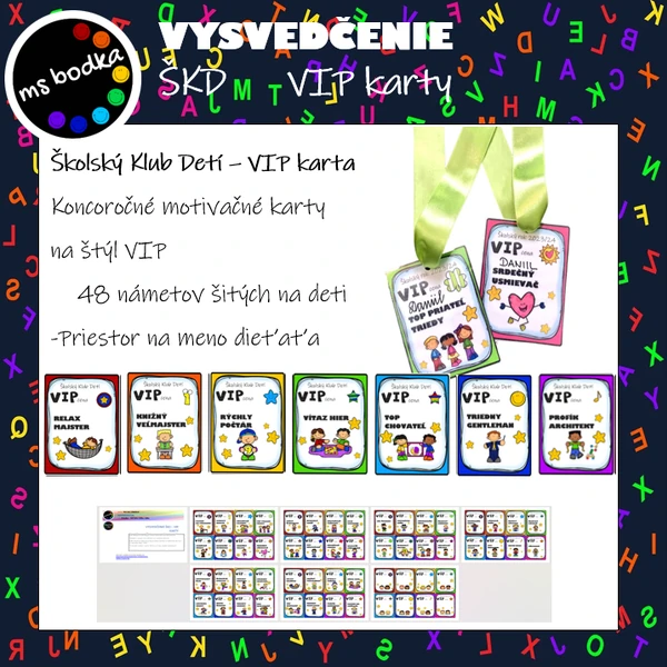 Vysvedčenie ŠKD - VIP karty