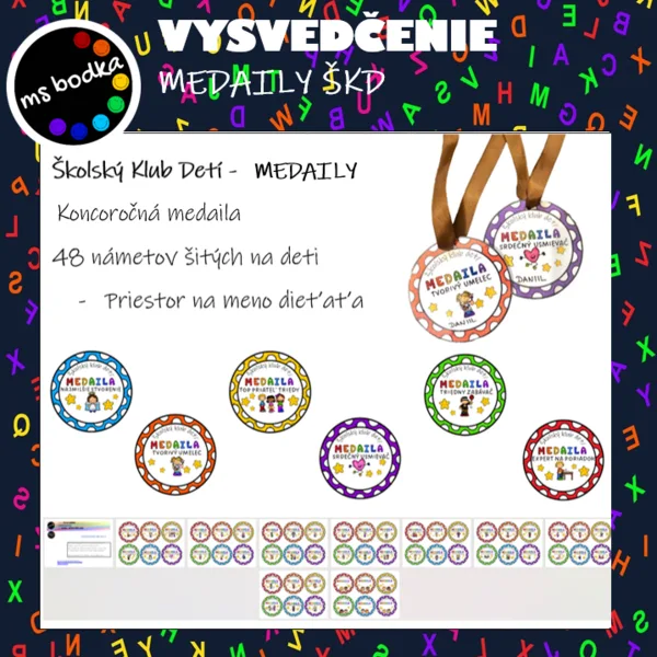 Vysvedčenie MEDAILY ŠKD