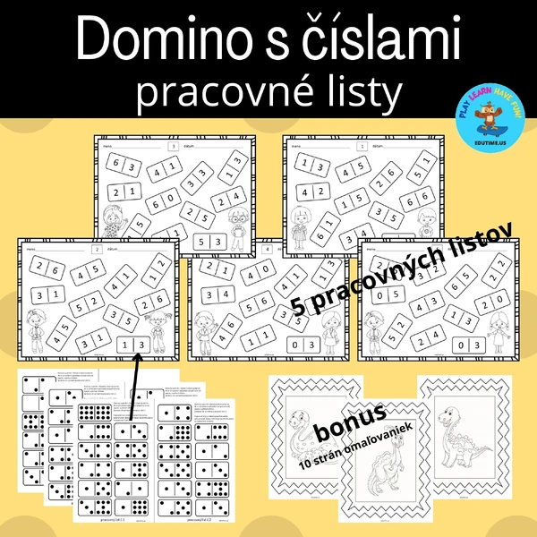 Domino s číslami - pracovné listy