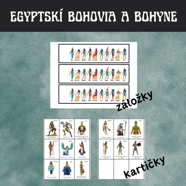 Egyptskí bohovia a bohyne - záložky a kartičky