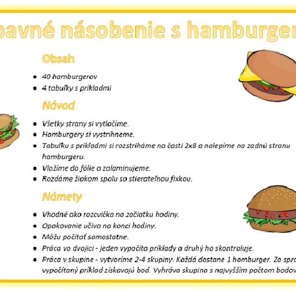 Zábavné násobenie s hamburgermi