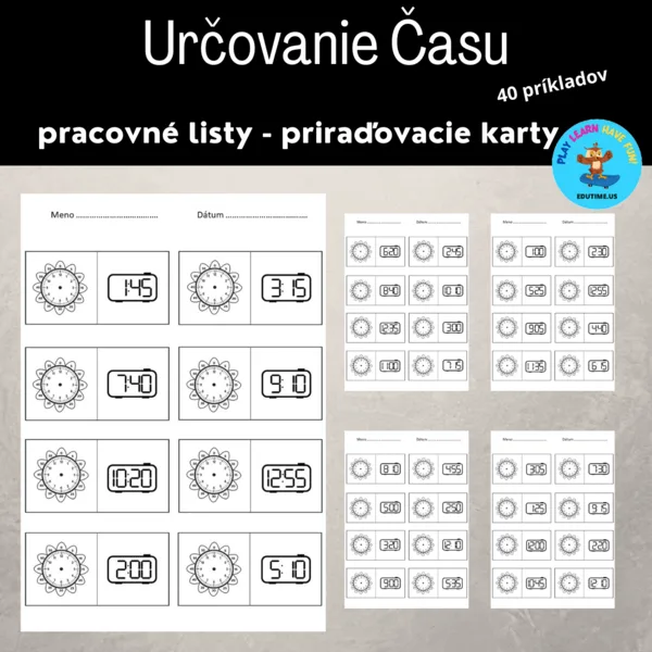 Určovanie času - pracovné listy