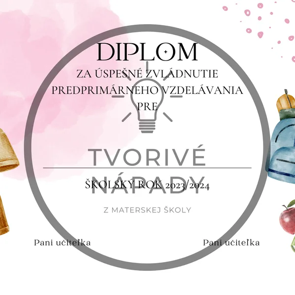 Diplom za úspešné zvládnutie predprimárneho vzdelávania
