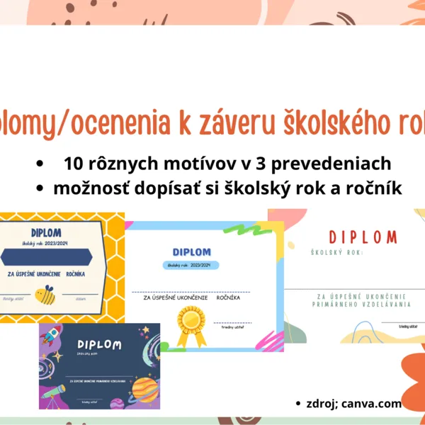 Diplomy k záveru školského roka 