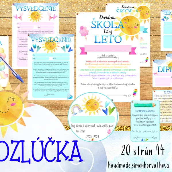 Rozlúčka so školským rokom, koniec školského roka, vysvedčenie, diplom, certifikát, leto, prázdniny