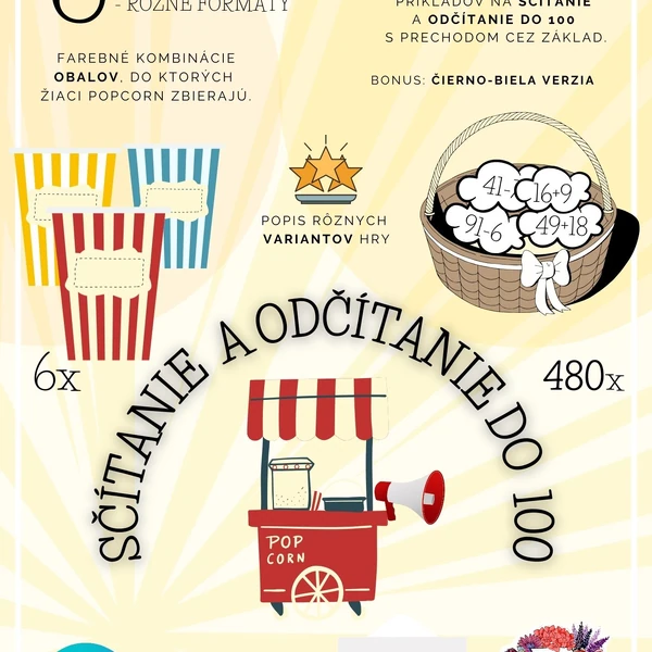 Popcorn - Hra na sčítanie a odčítanie do 100 