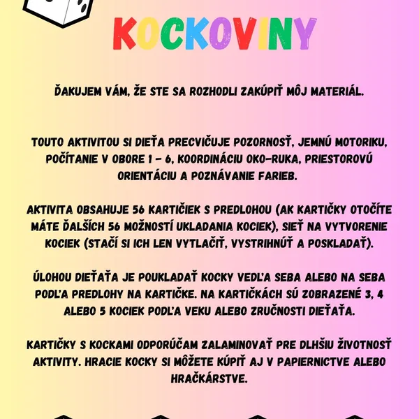 KOCKOVINY - čiernobiela aktivita