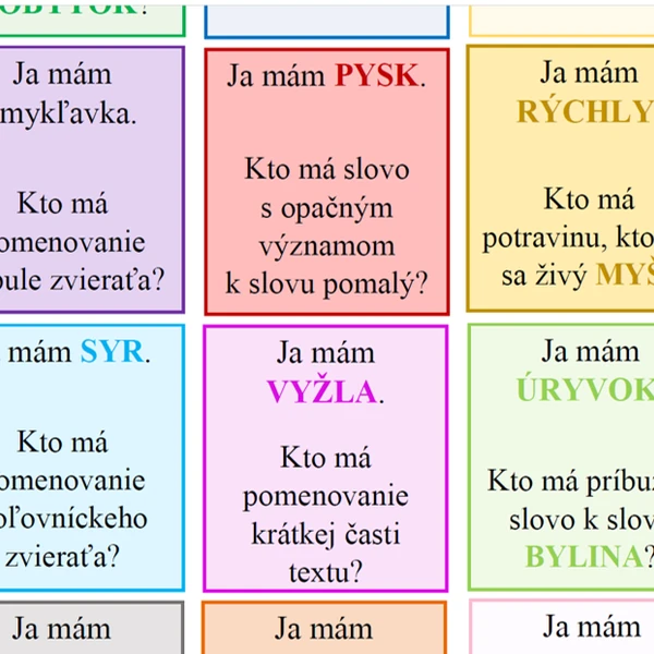 Ja mám, kto má - vybrané slová 