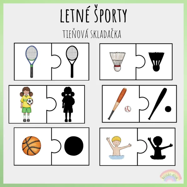 Letné športy, stínová skládačka