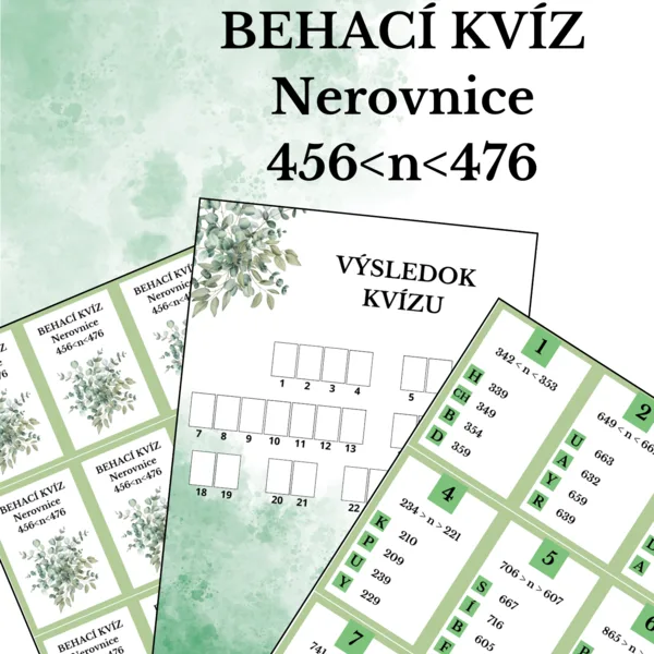 Behací kvíz - nerovnice typu 120 < n < 125