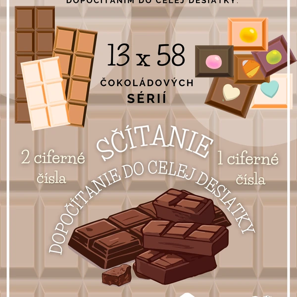 Čokolády: Sčítanie do 100 (dopočítanie do celej 10ky)