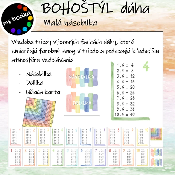 Násobilka BOHOštýl dúha