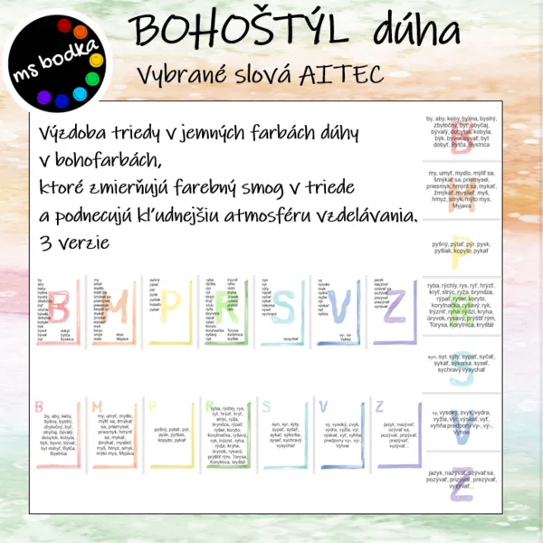 Vybrané slová BOHOštýl dúha