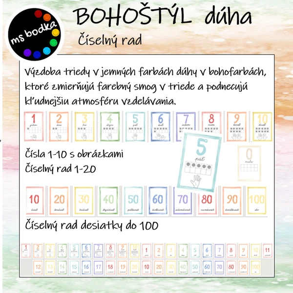 ČÍSELNÝ RAD BOHOštýl dúha