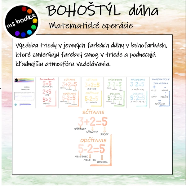 MATEMATICKÉ OPERÁCIE BOHOštýl dúha