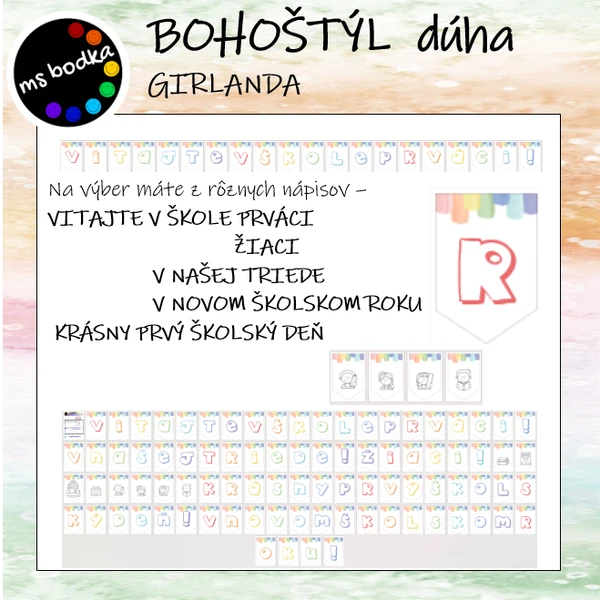 GIRLANDY Vitajte v škole BOHOštýl dúha