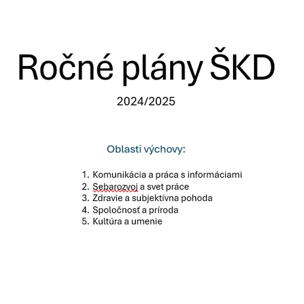 Ročné plány ŠKD 2024/2025