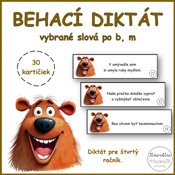 Behací diktát - vybrané slová po b, m